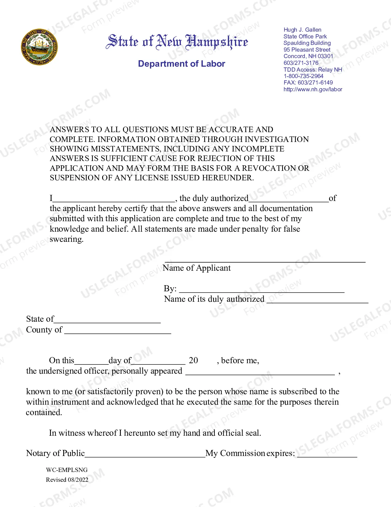 Preview Employee Leasing Initial Application