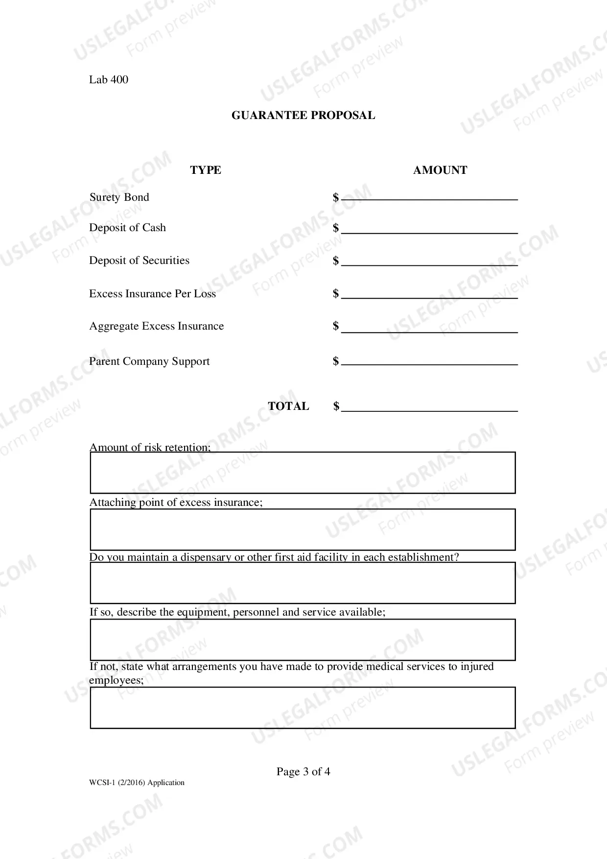 Preview Self-Insurance Application