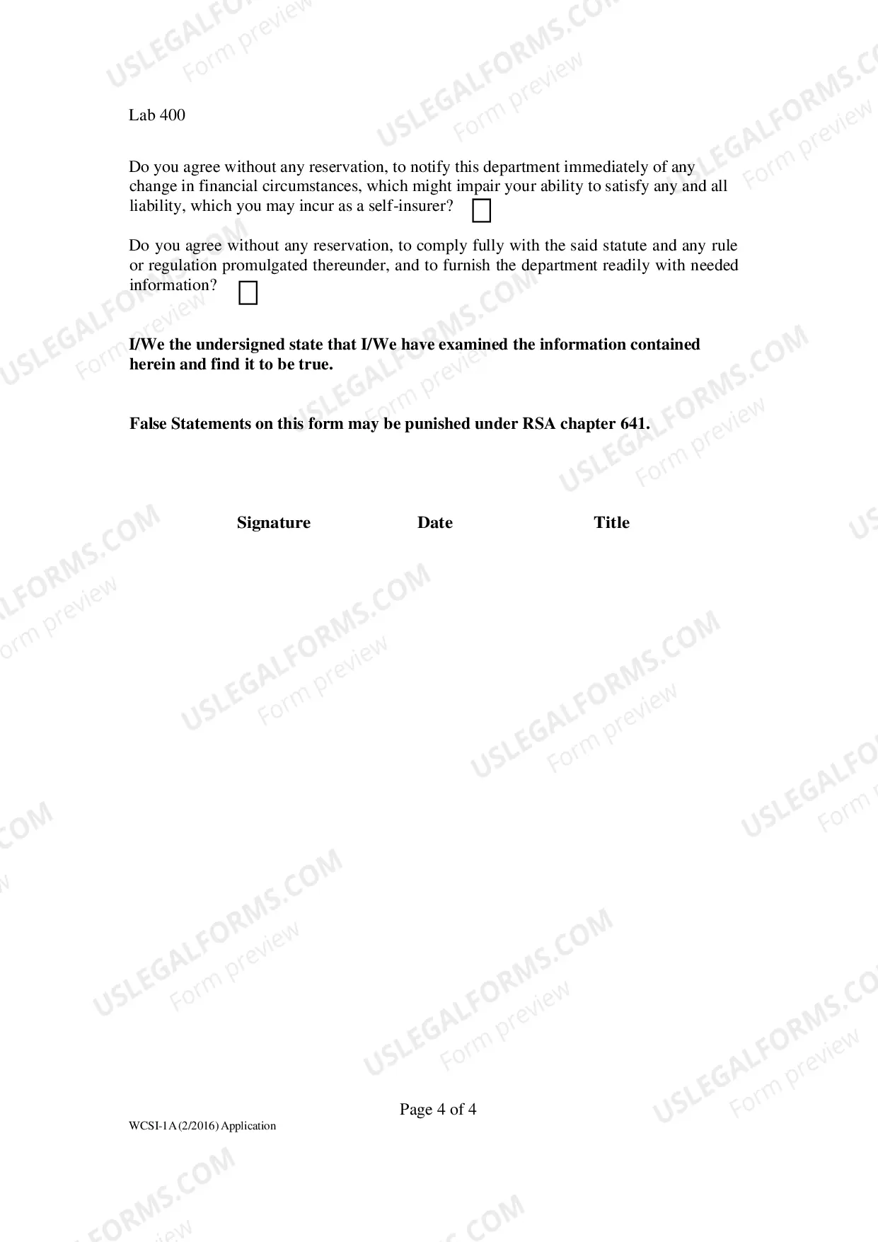 Preview Self-Insurance Application Group