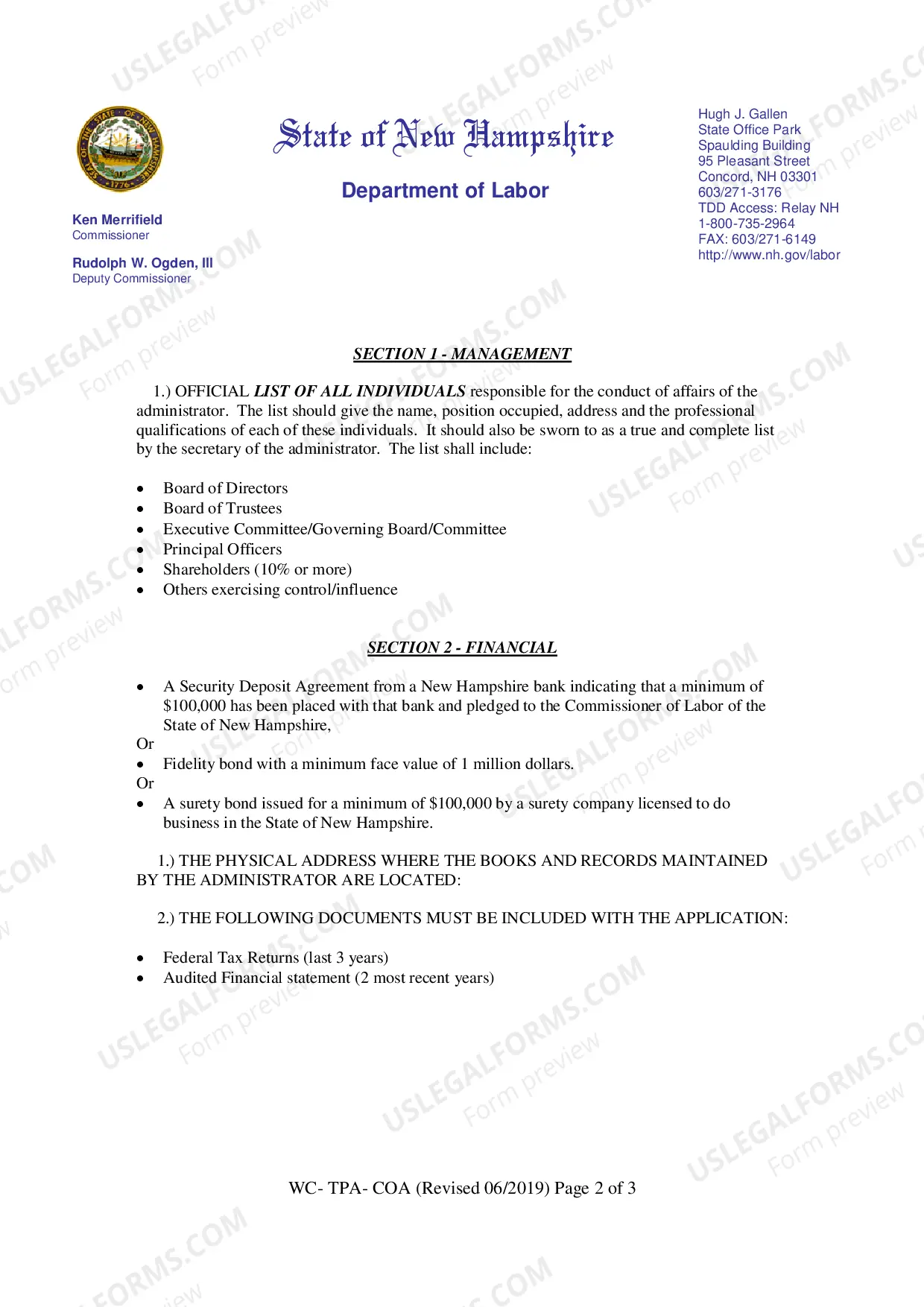 Preview Application for Certificate of Authority