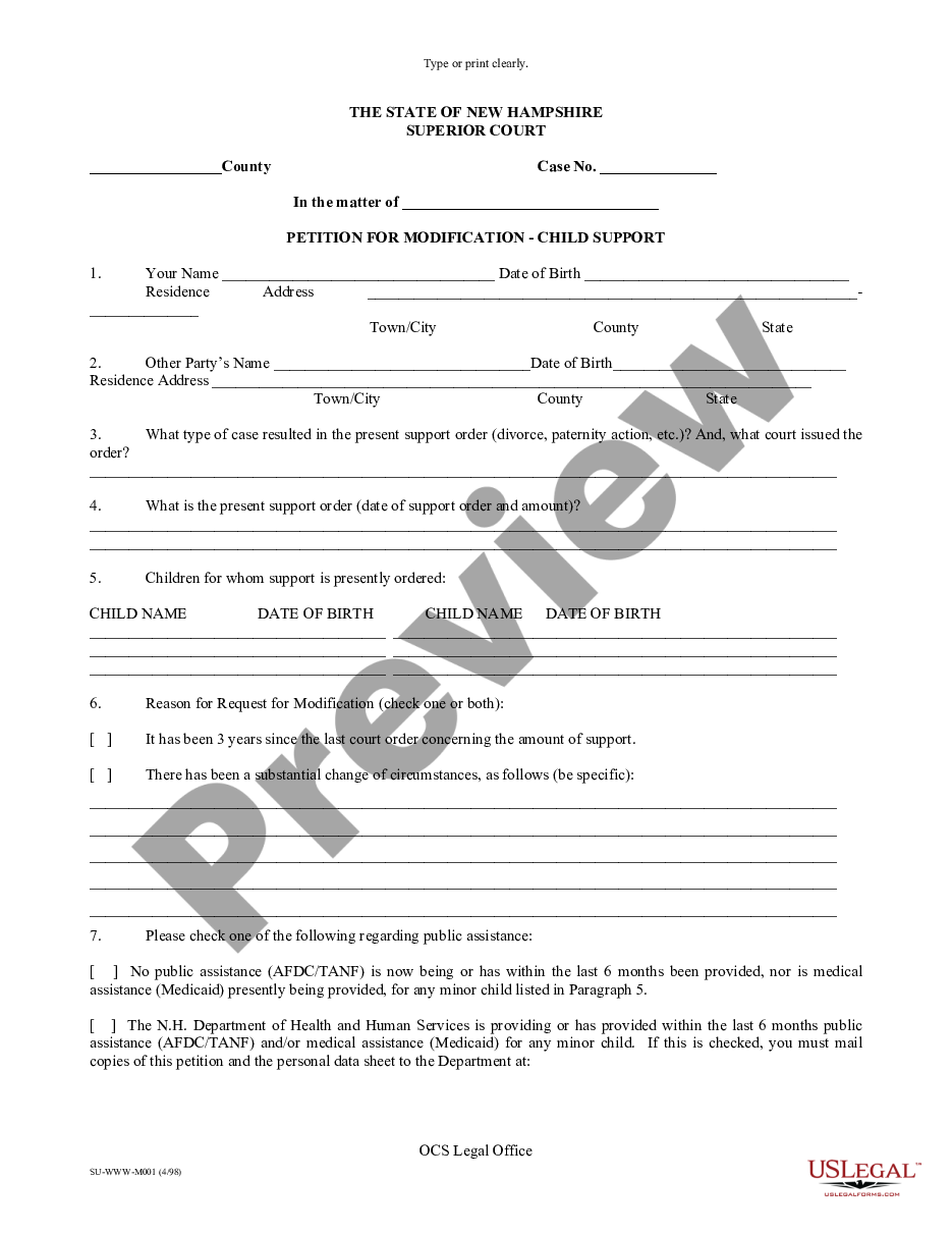page 0 Petition for Modification - Child Support preview