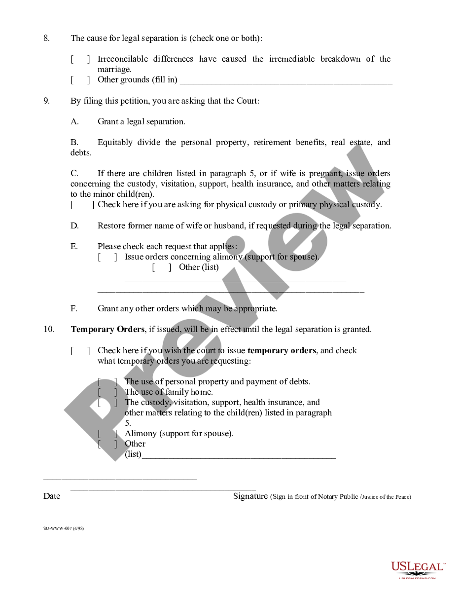 page 2 Petition for Legal Separation preview