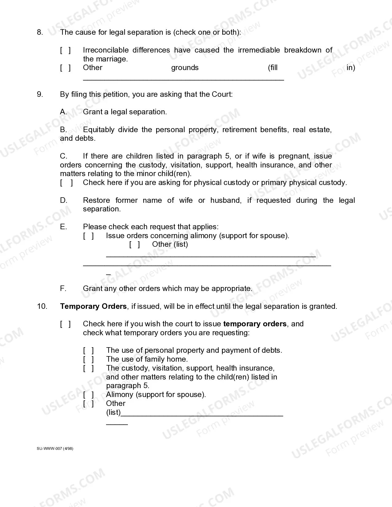 Preview Petition for Legal Separation