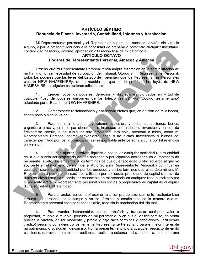 Preview Formulario de última voluntad y testamento legal para persona soltera sin hijos