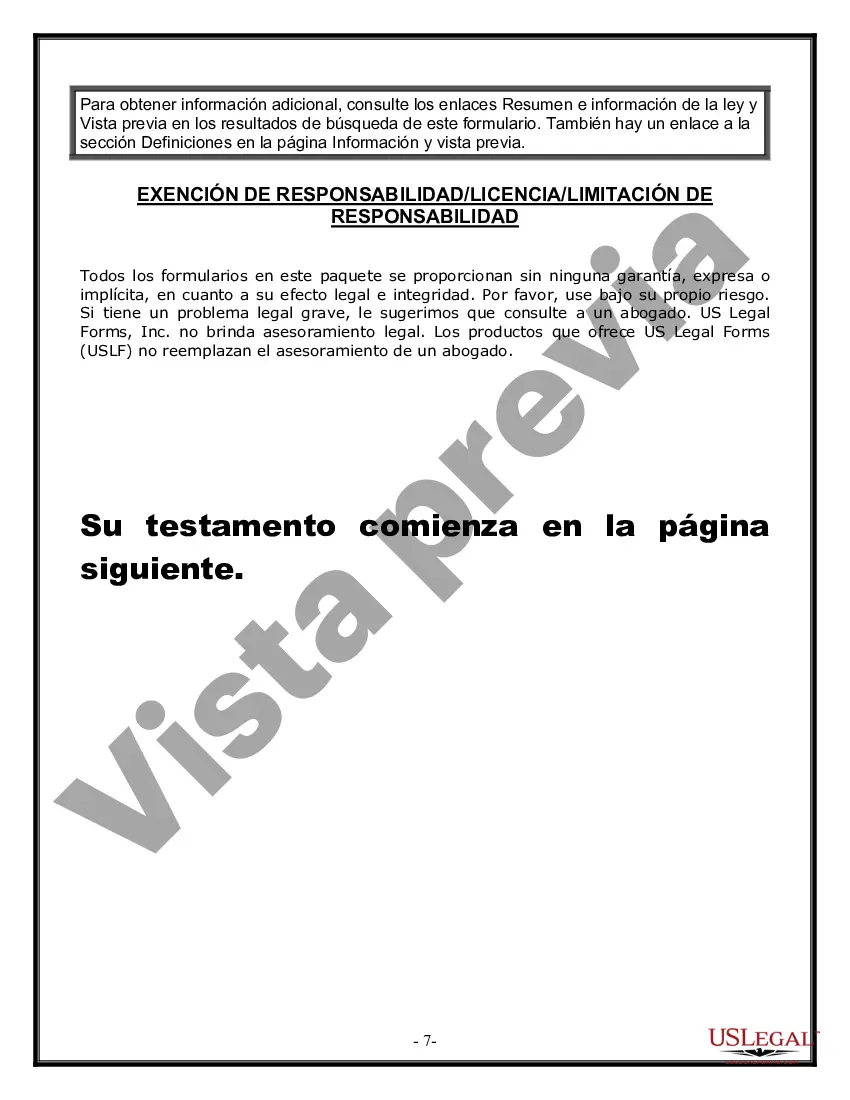 Preview Formulario de última voluntad y testamento legal para persona soltera sin hijos