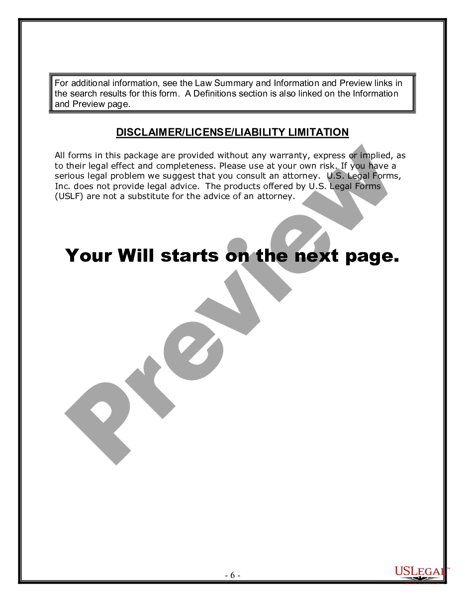 page 5 Legal Last Will and Testament Form for a Single Person with Minor Children preview