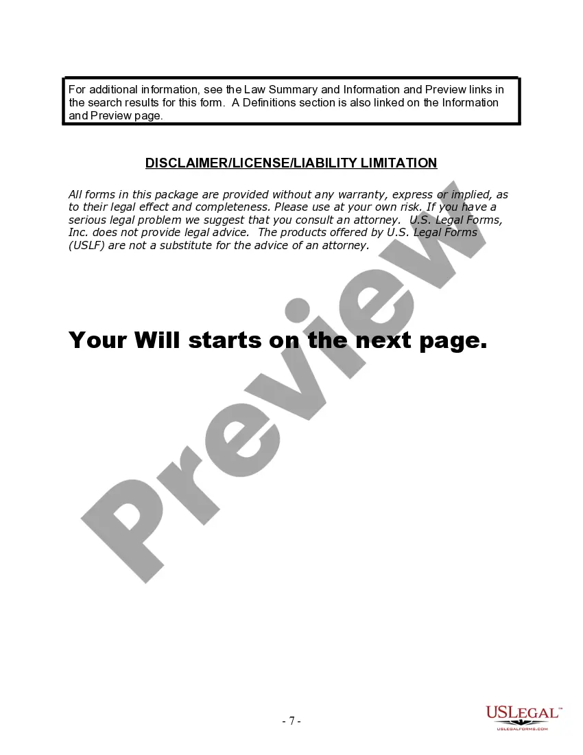 Preview Last Will and Testament for Single Person with Adult Children