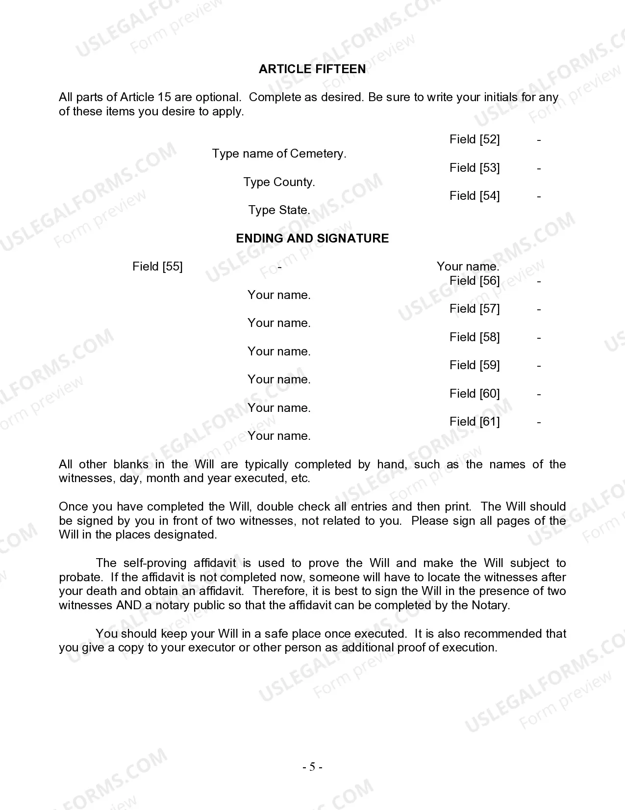 Preview Last Will and Testament for Civil Union Partner with Minor Children from Prior Marriage