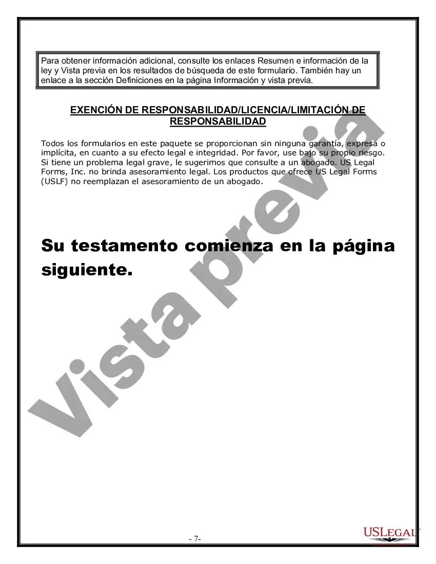 Preview Última voluntad y testamento legal para persona casada con hijos menores de edad de un matrimonio anterior