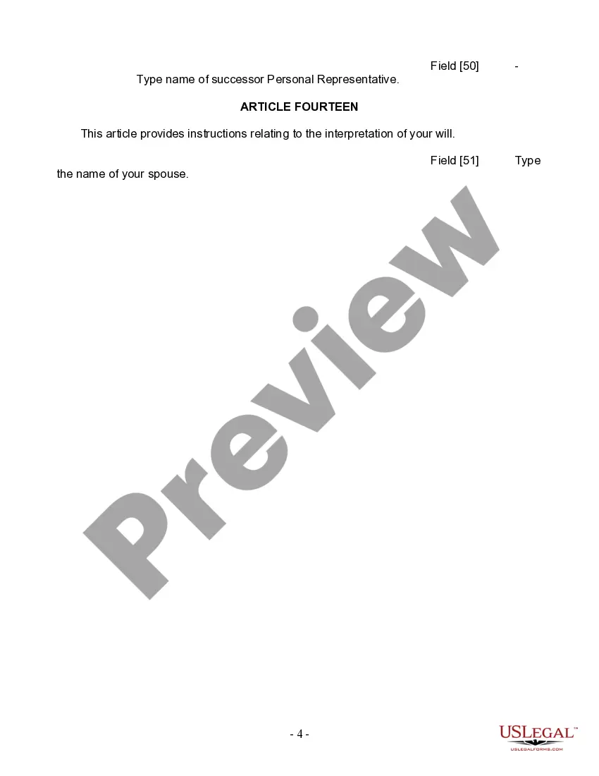 Preview Last Will and Testament for Married person with Minor Children from Prior Marriage