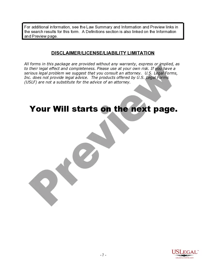 Preview Last Will and Testament for Divorced person not Remarried with Adult Children
