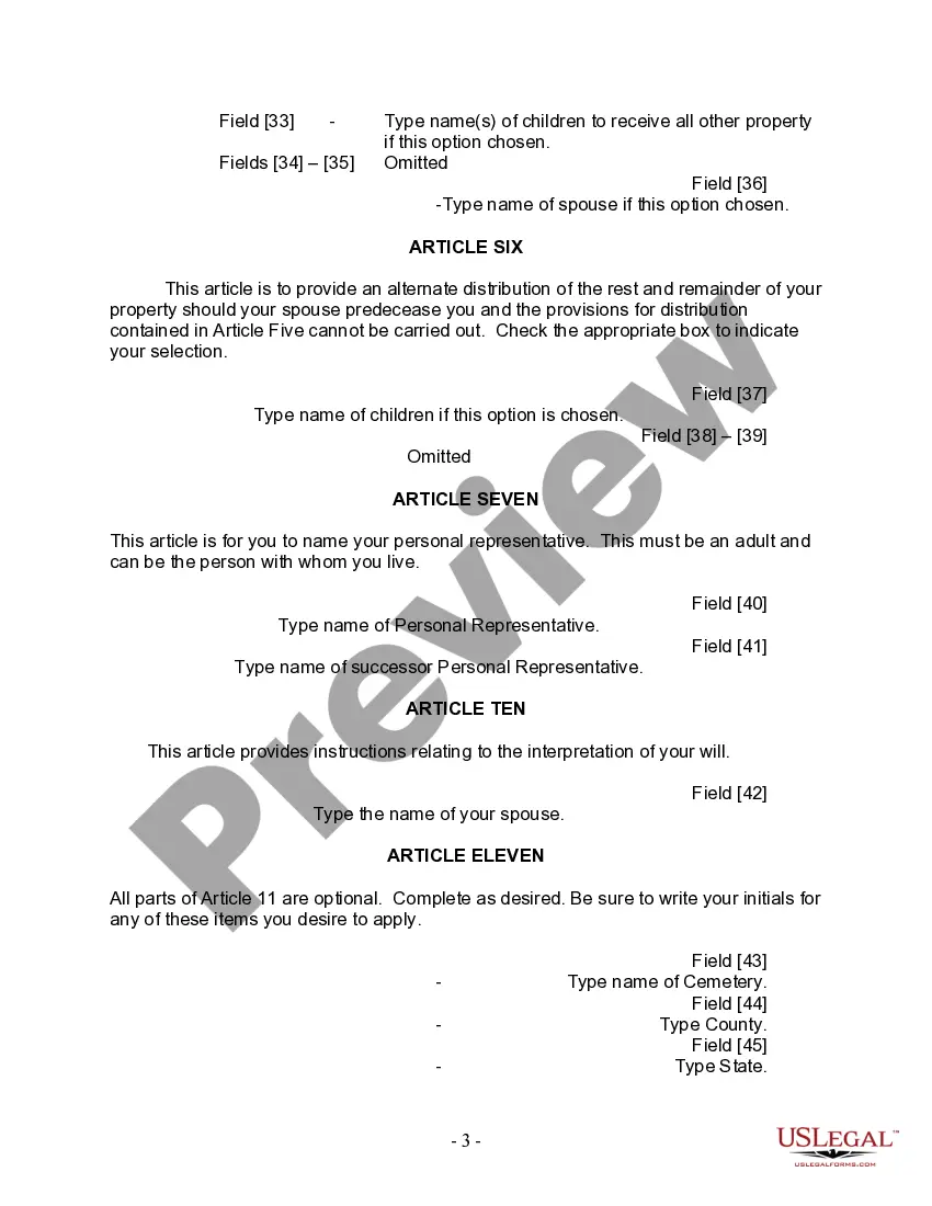 Preview Last Will and Testament for Married person with Adult Children from Prior Marriage