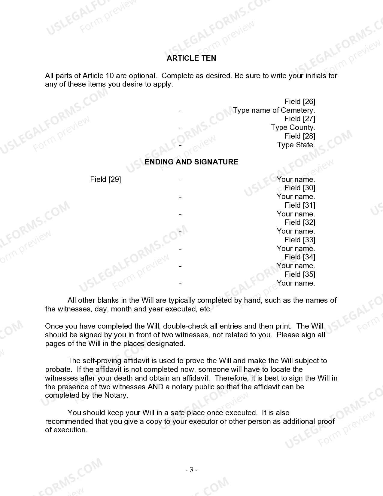 Preview Last Will and Testament for Divorced Person Not Remarried with No Children
