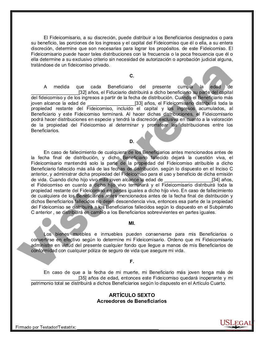 Preview Formulario de última voluntad y testamento legal para personas divorciadas que no se han vuelto a casar con hijos menores