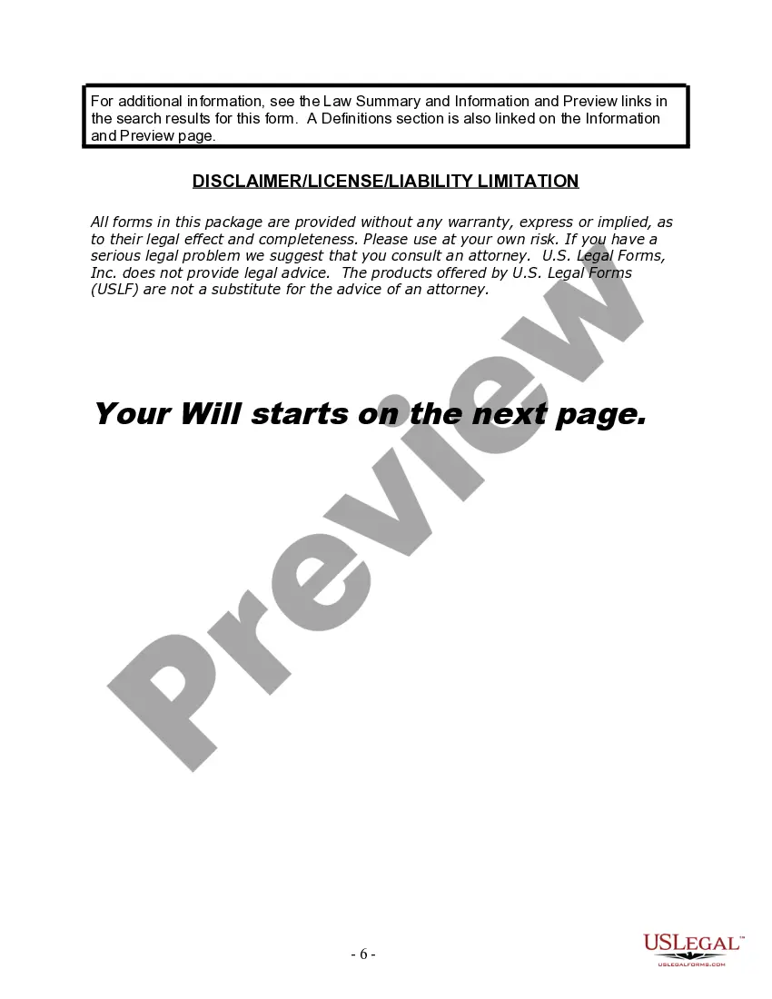 Preview Last Will and Testament for Divorced person not Remarried with Minor Children