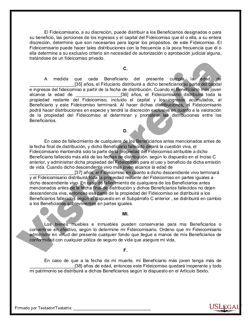 Preview Formulario de última voluntad y testamento legal para personas divorciadas que no se han vuelto a casar con hijos adultos y menores