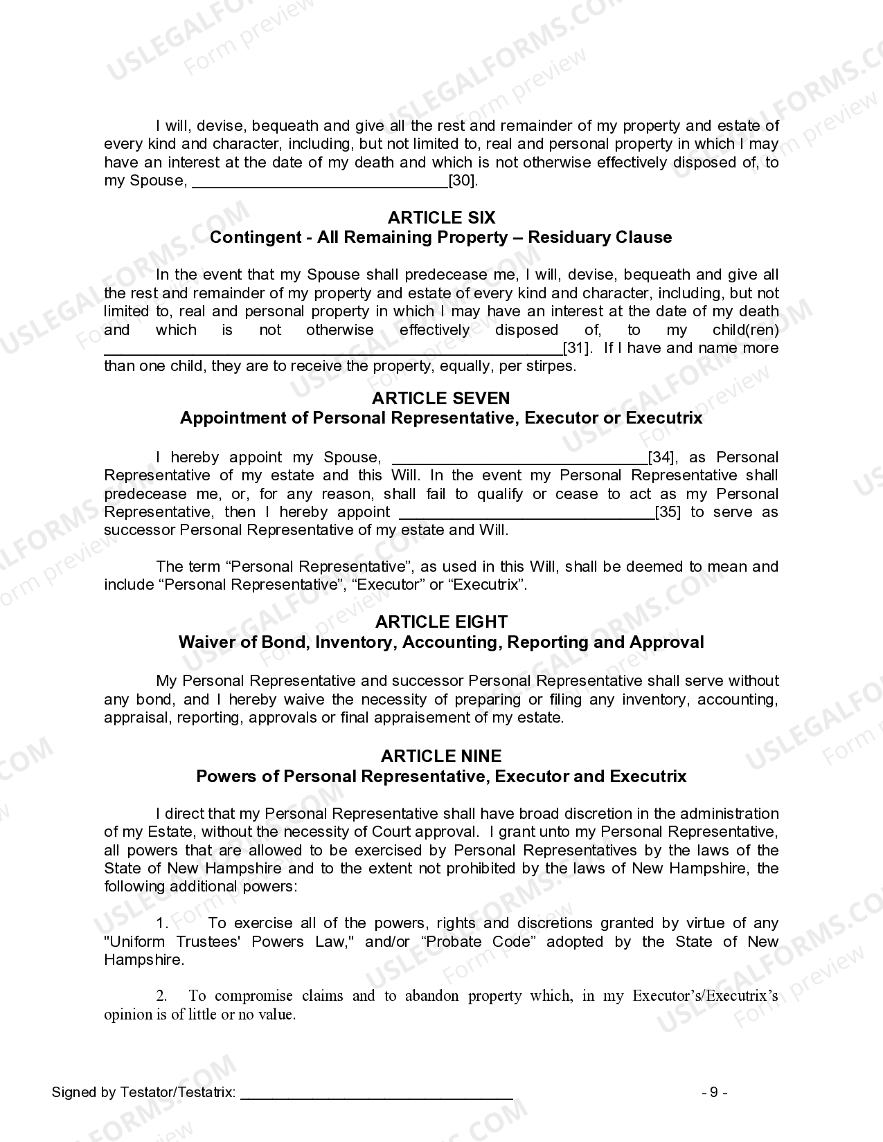 New Hampshire Mutual Wills Package with Last Wills and Testaments for