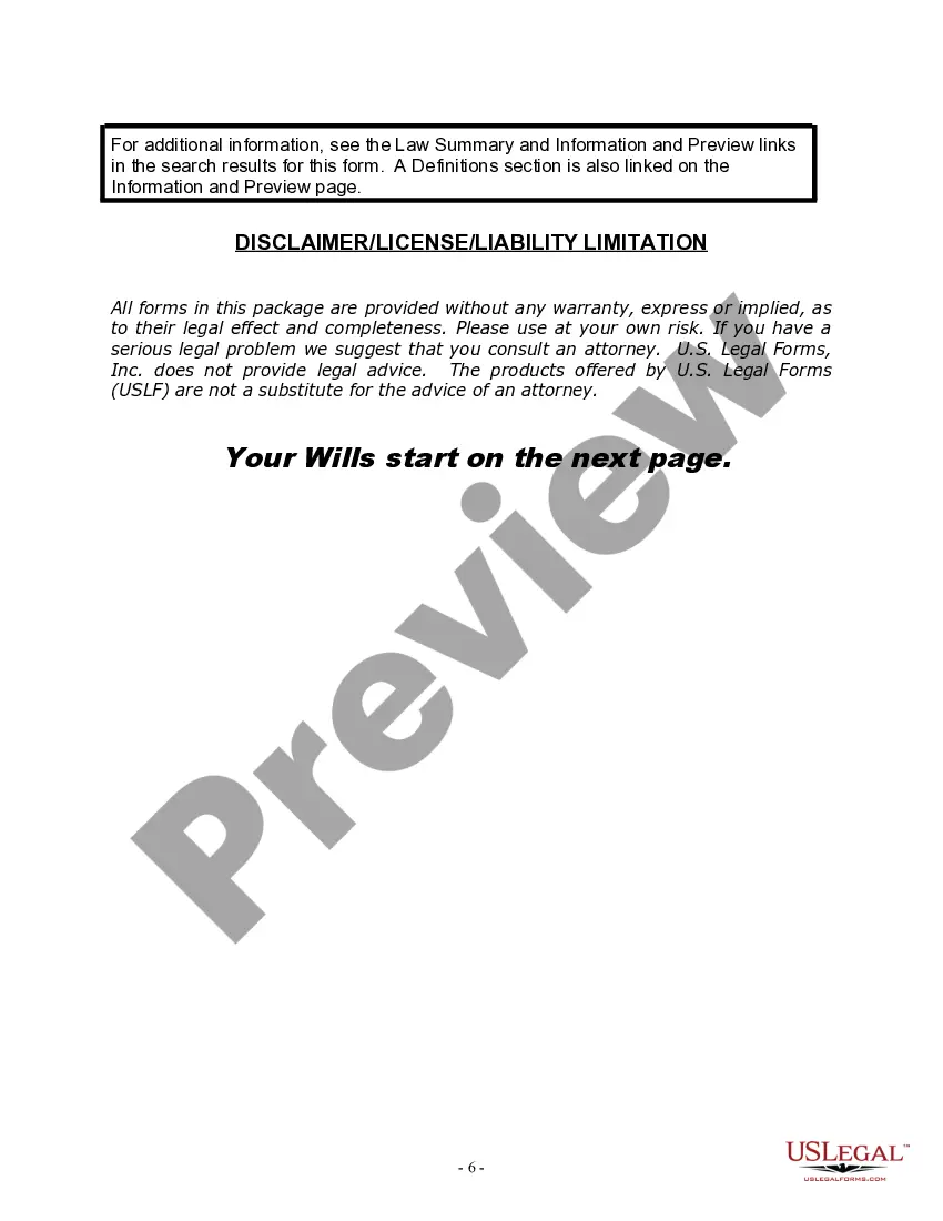 Preview Mutual Wills package with Last Wills and Testaments for Married Couple with No Children