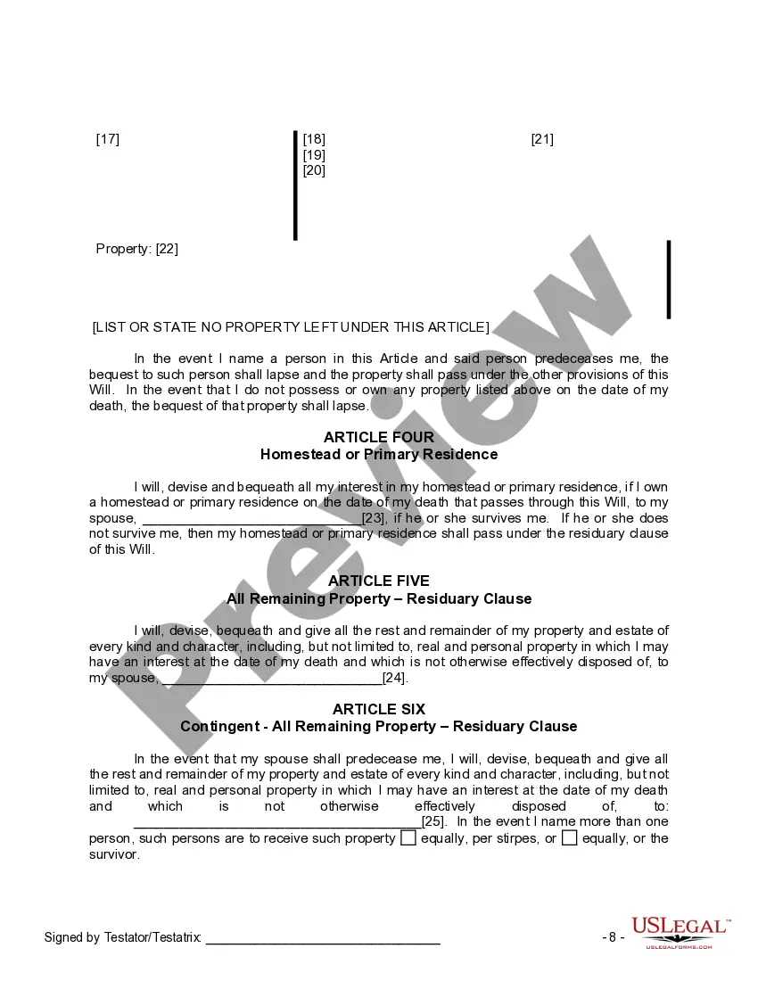 Preview Mutual Wills package with Last Wills and Testaments for Married Couple with No Children