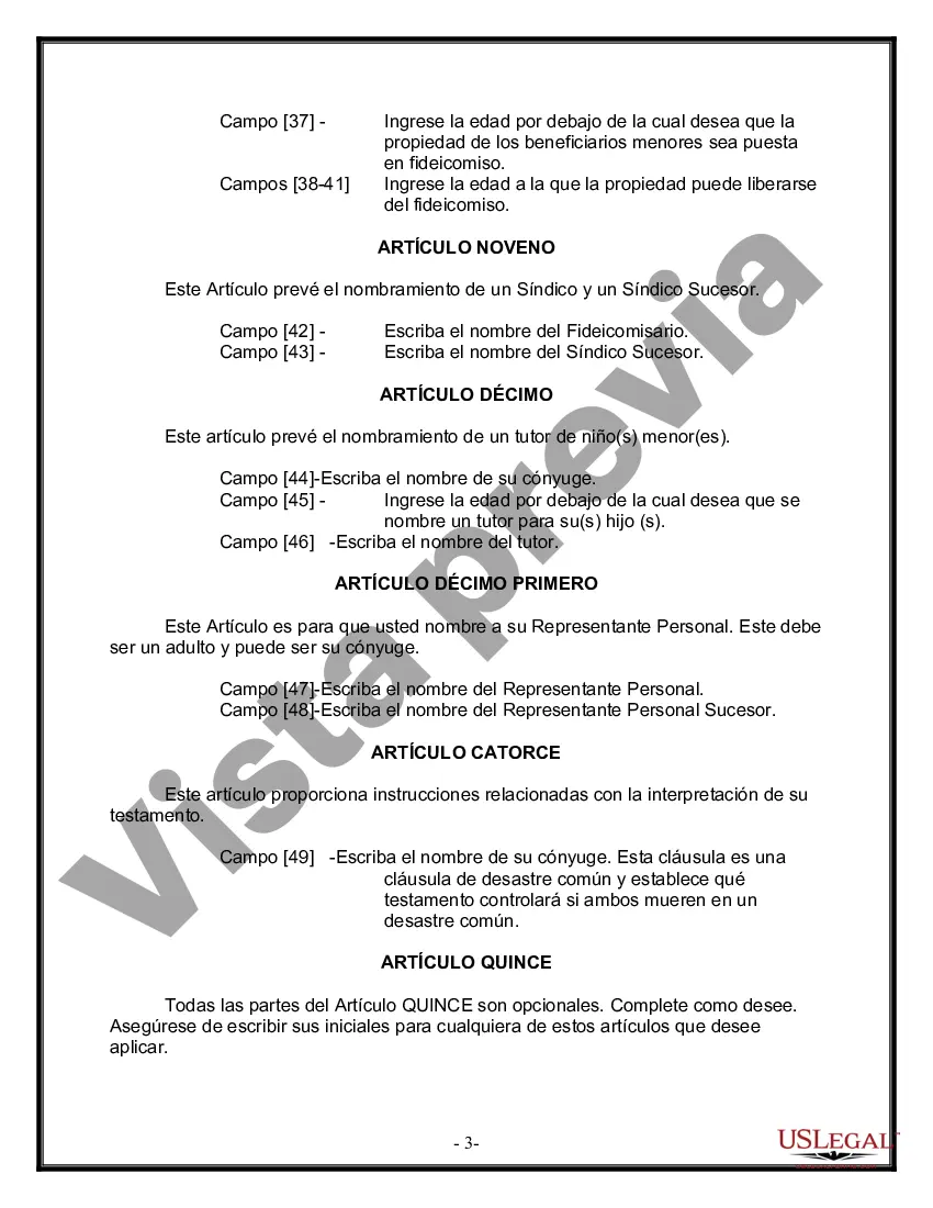 Preview Paquete de Voluntades Mutuas con Últimas Voluntades y Testamentos para Pareja Casada con Hijos Menores