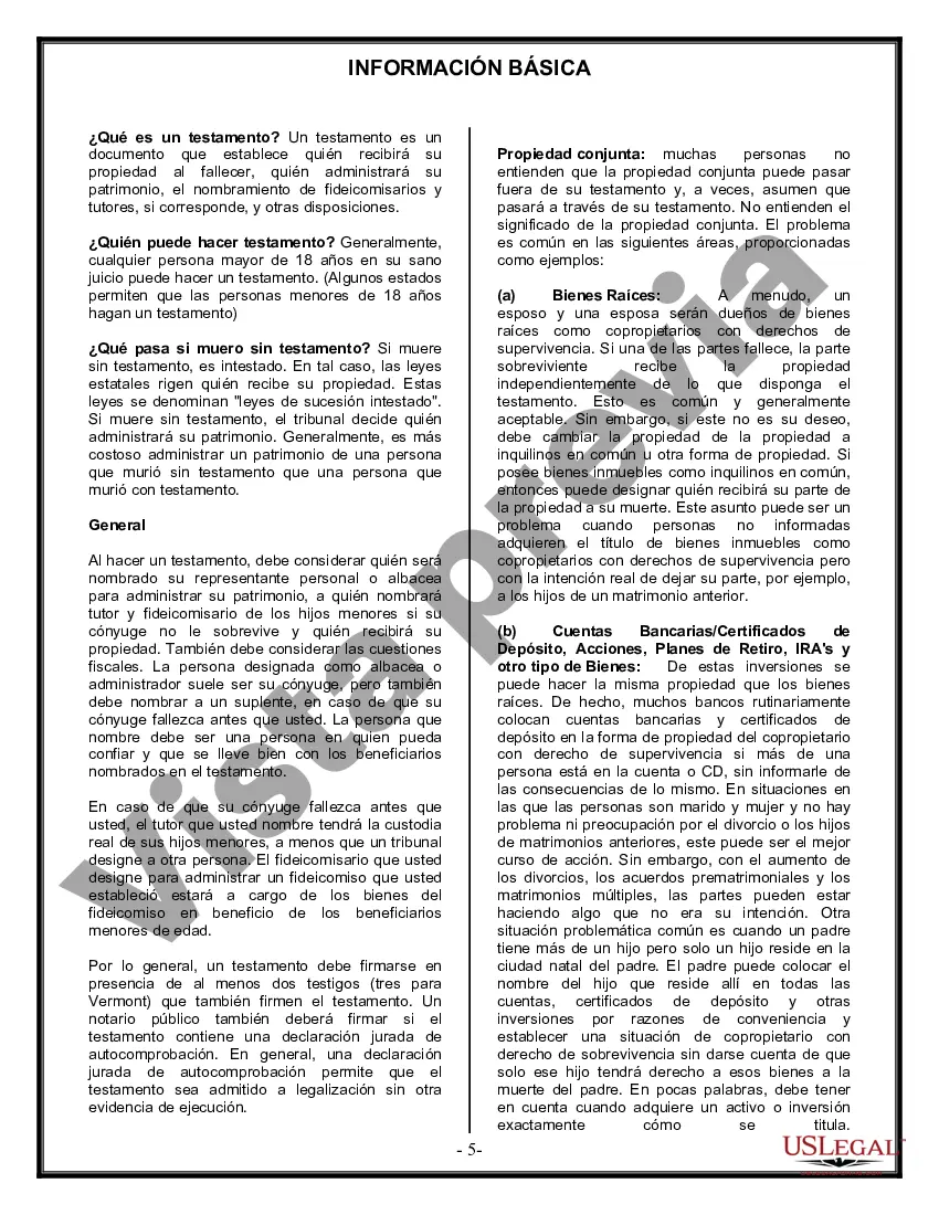 Preview Formulario Legal de Última Voluntad y Testamento para Persona Casada con Hijos Adultos