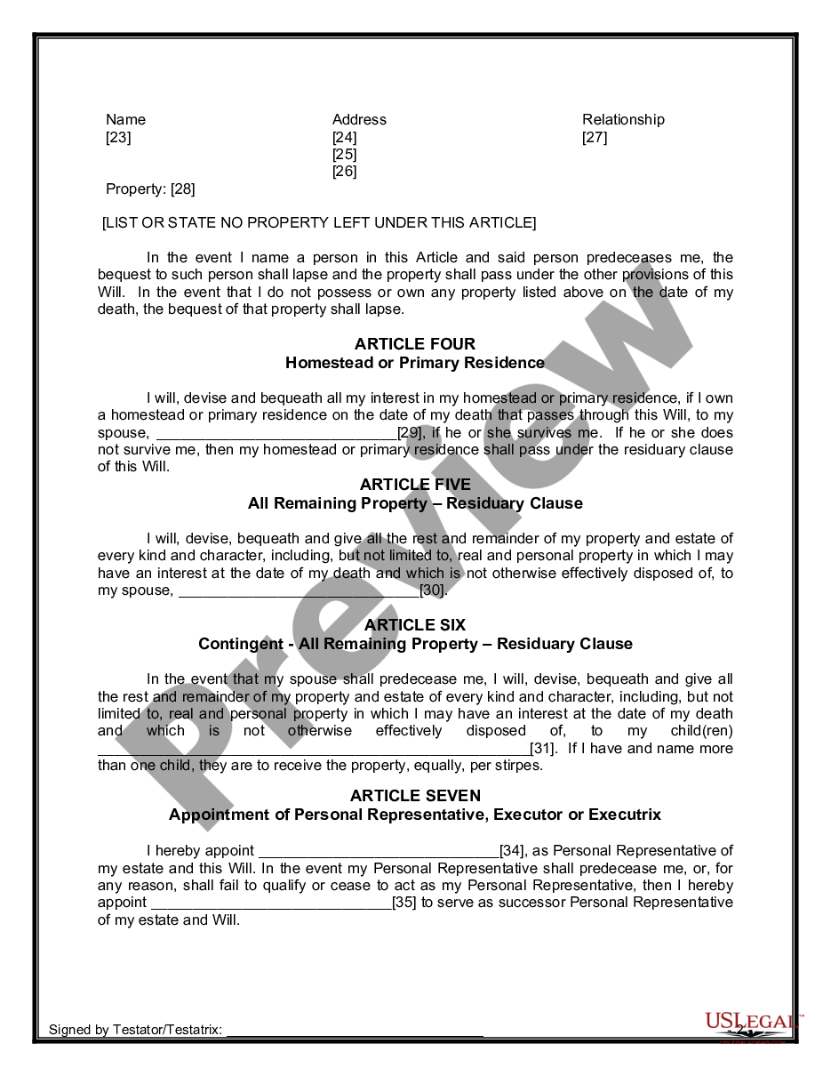 page 7 Legal Last Will and Testament Form for Married Person with Adult Children preview
