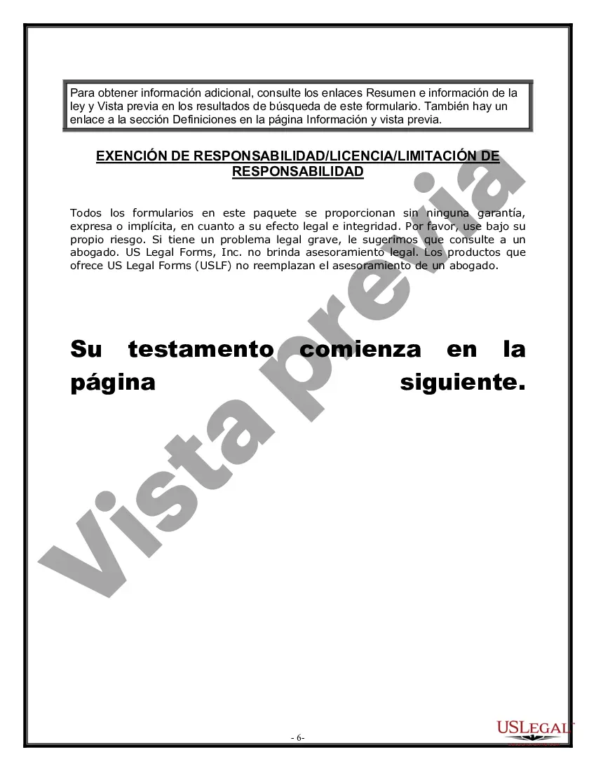 Preview Formulario de última voluntad y testamento legal para una pareja de unión civil sin hijos