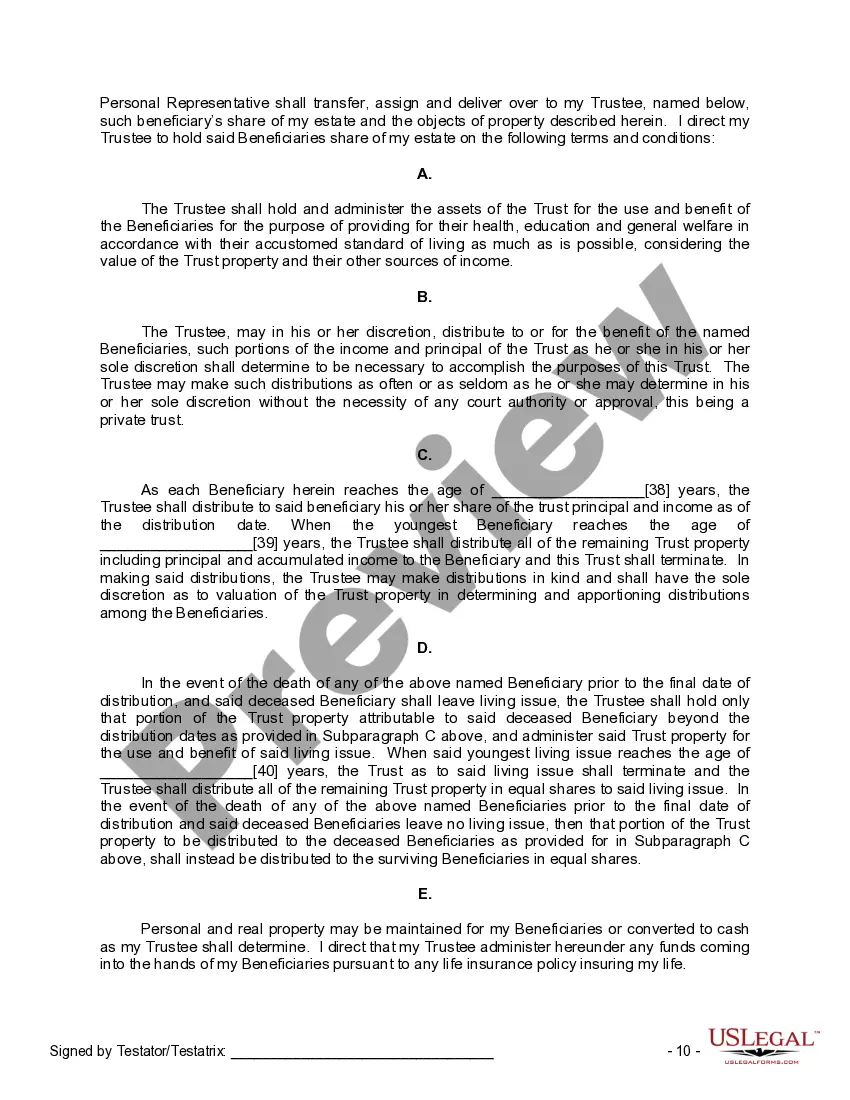 Preview Last Will and Testament for Civil Union Partner with Minor Children