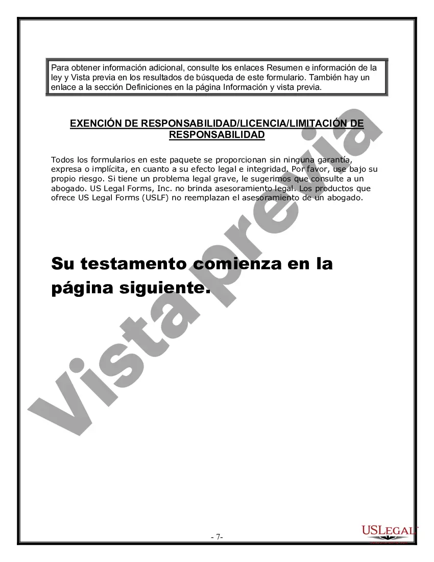 Preview Formulario Legal de Última Voluntad y Testamento para Persona Casada con Hijos Adultos y Menores de Matrimonio Anterior