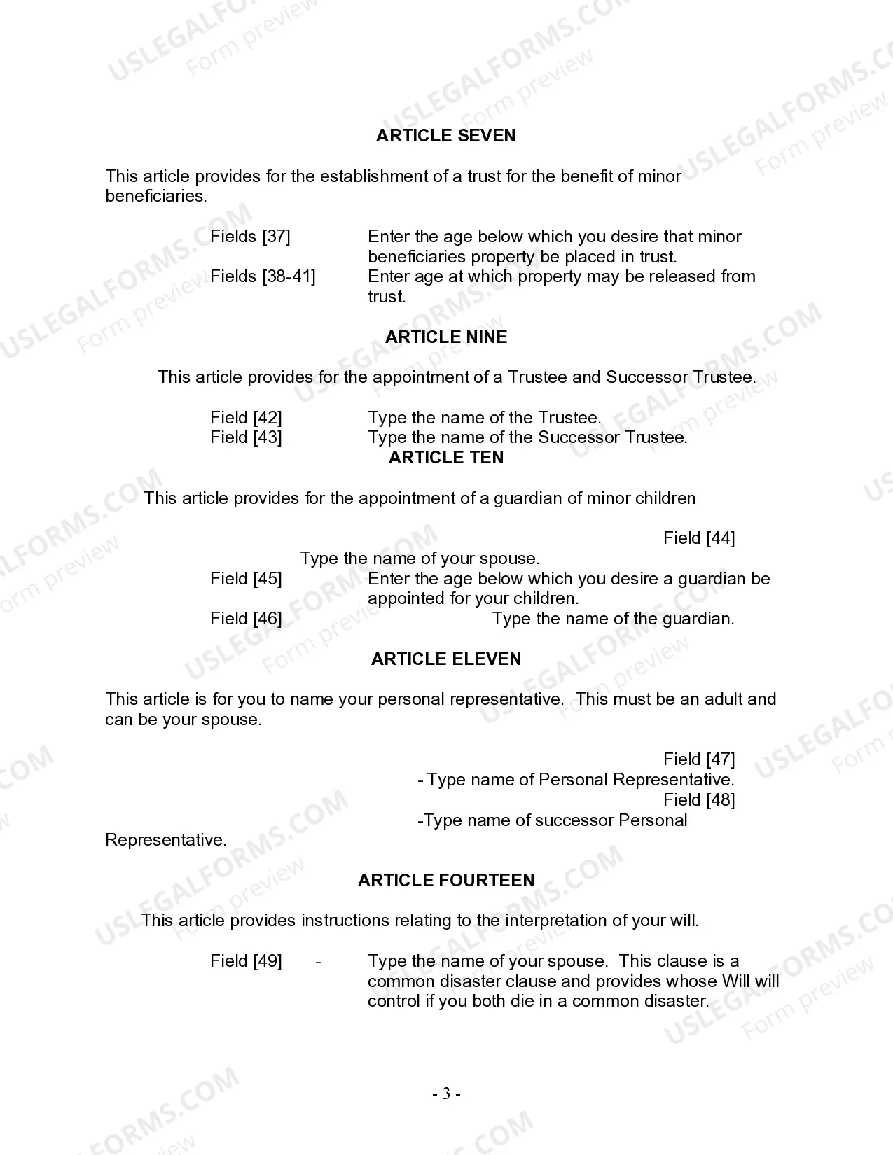 Preview Last Will and Testament for Married Person with Adult and Minor Children