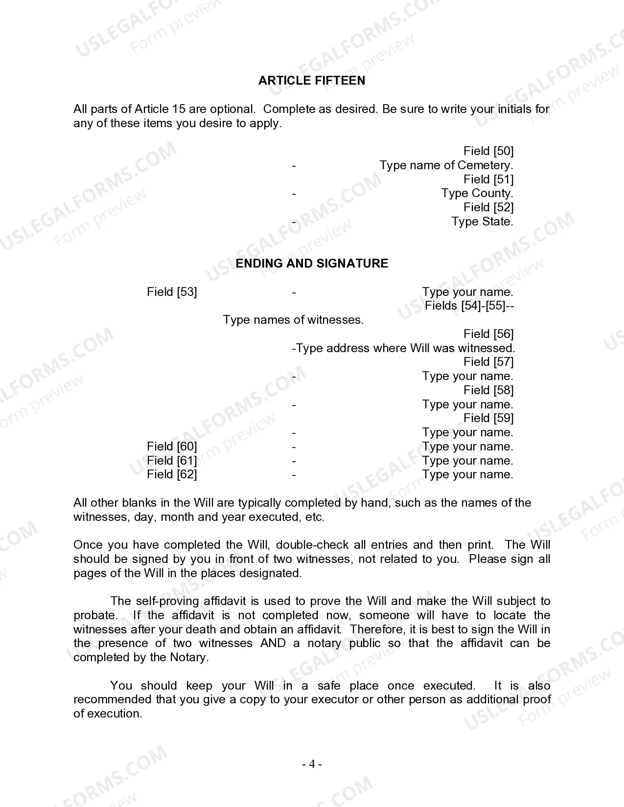 Preview Last Will and Testament for Married Person with Adult and Minor Children