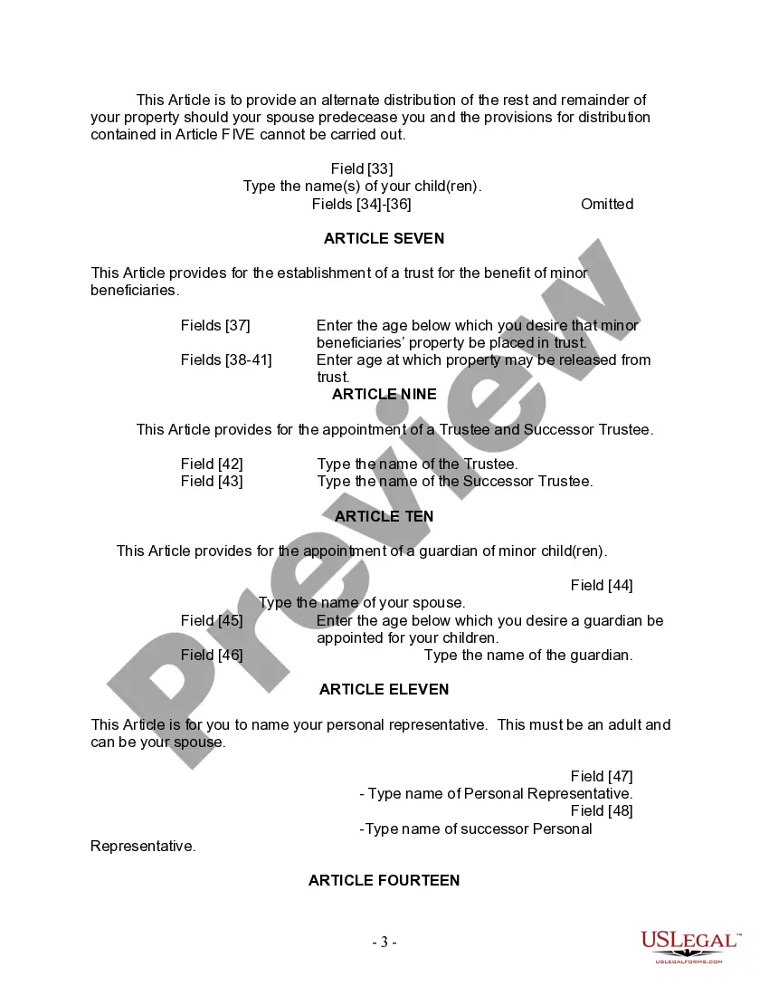 Preview Mutual Wills Package with Last Wills and Testaments for Married Couple with Adult and Minor Children