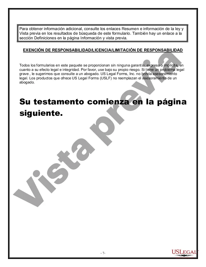 Preview Formulario Legal de Última Voluntad y Testamento para Viuda o Viudo con Hijos Menores