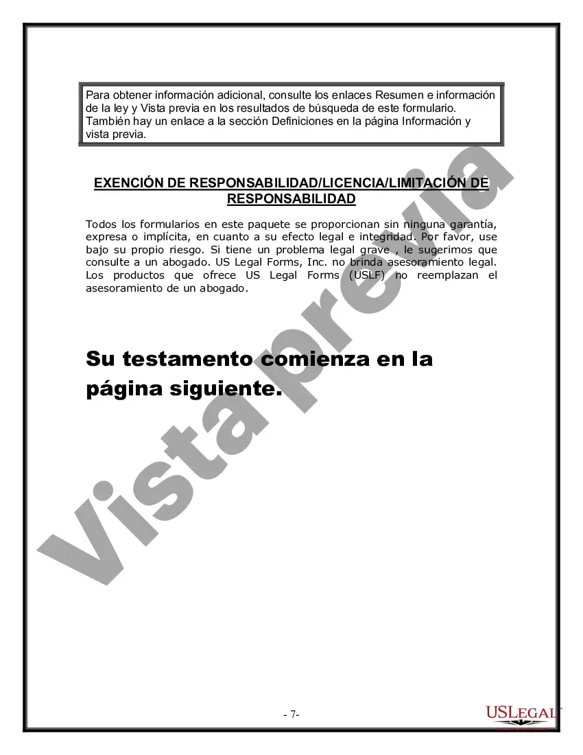 Preview Formulario Legal de Última Voluntad y Testamento para Persona Divorciada y Recasada con Hijos Míos, Tuyos y Nuestros