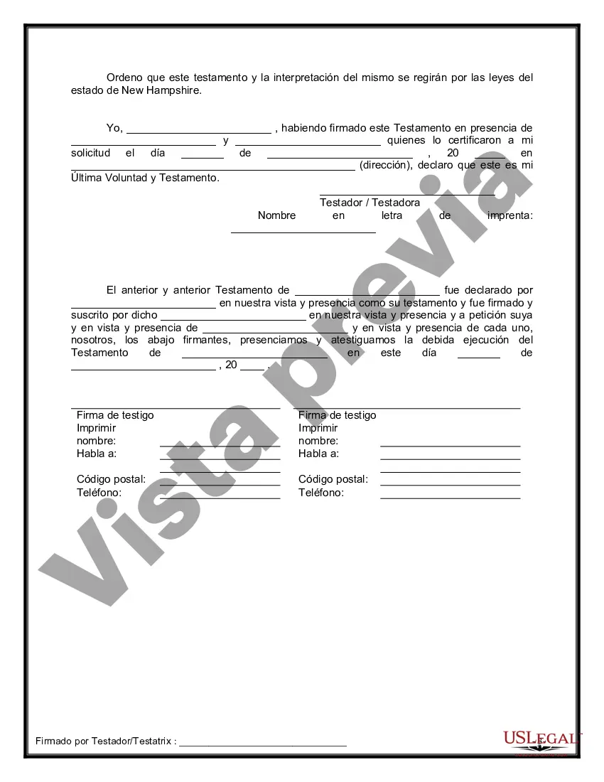 Preview Último testamento legal y formulario de testamento con todos los bienes en fideicomiso llamado testamento invertido
