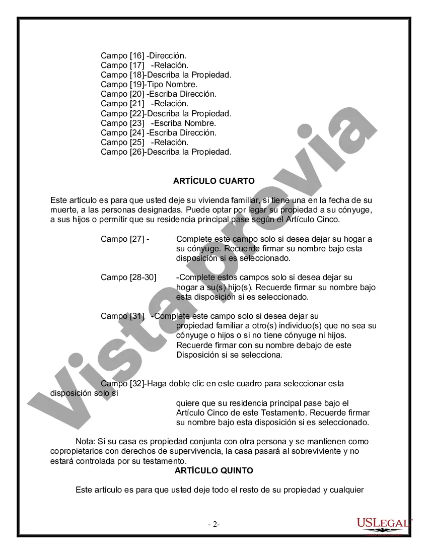 Preview Última voluntad y testamento para otras personas