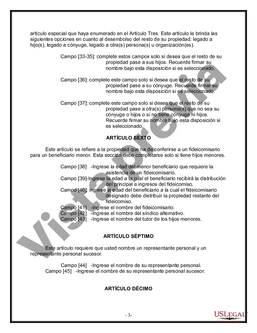 Preview Última voluntad y testamento para otras personas