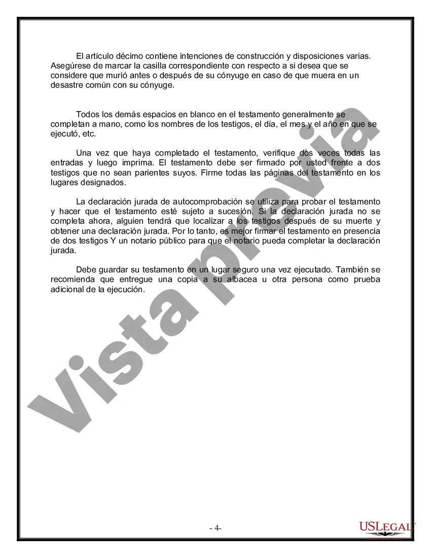 Preview Última voluntad y testamento para otras personas