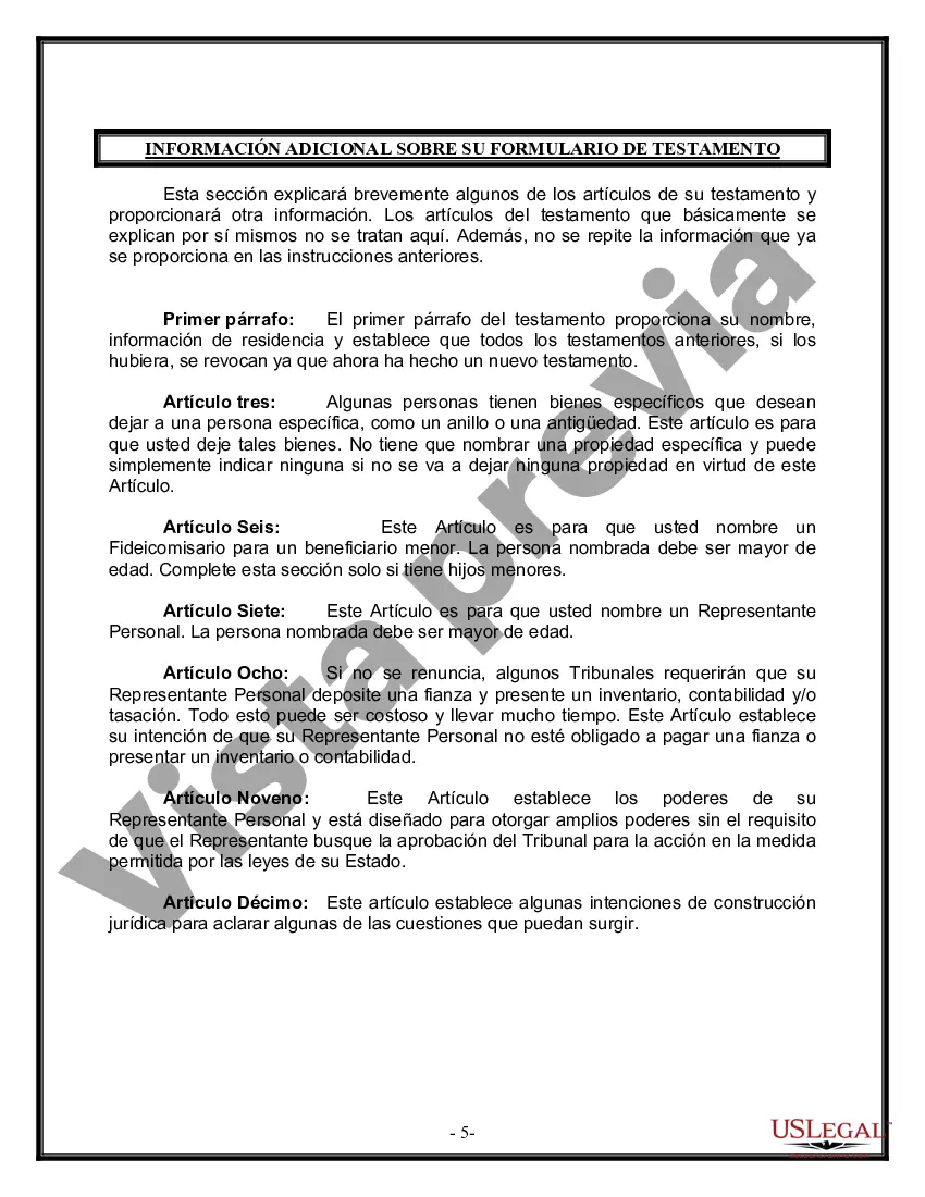 Preview Última voluntad y testamento para otras personas