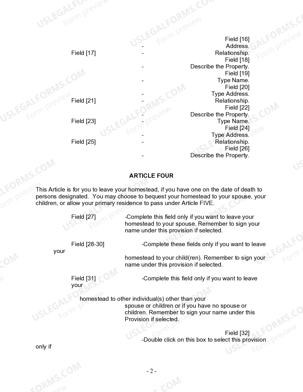 Preview Last Will and Testament for other Persons