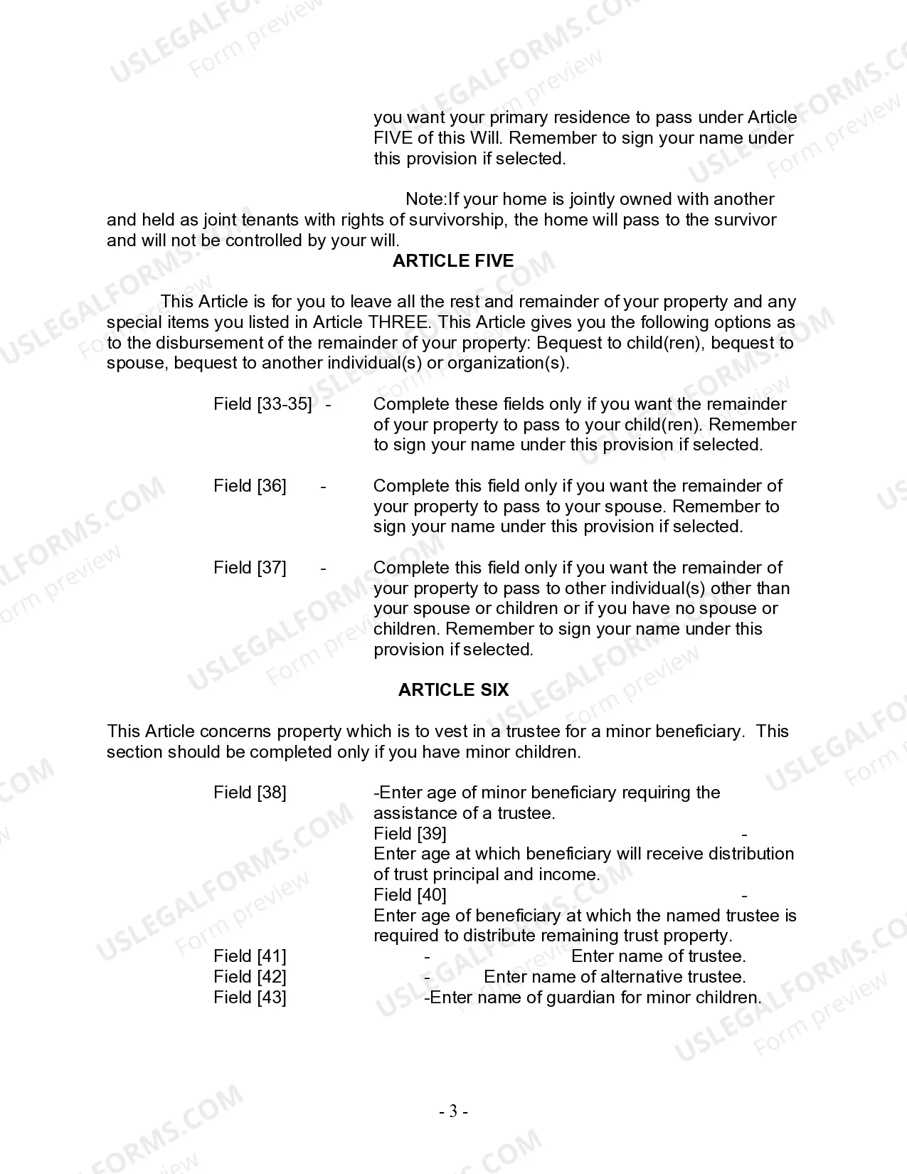 Preview Last Will and Testament for other Persons