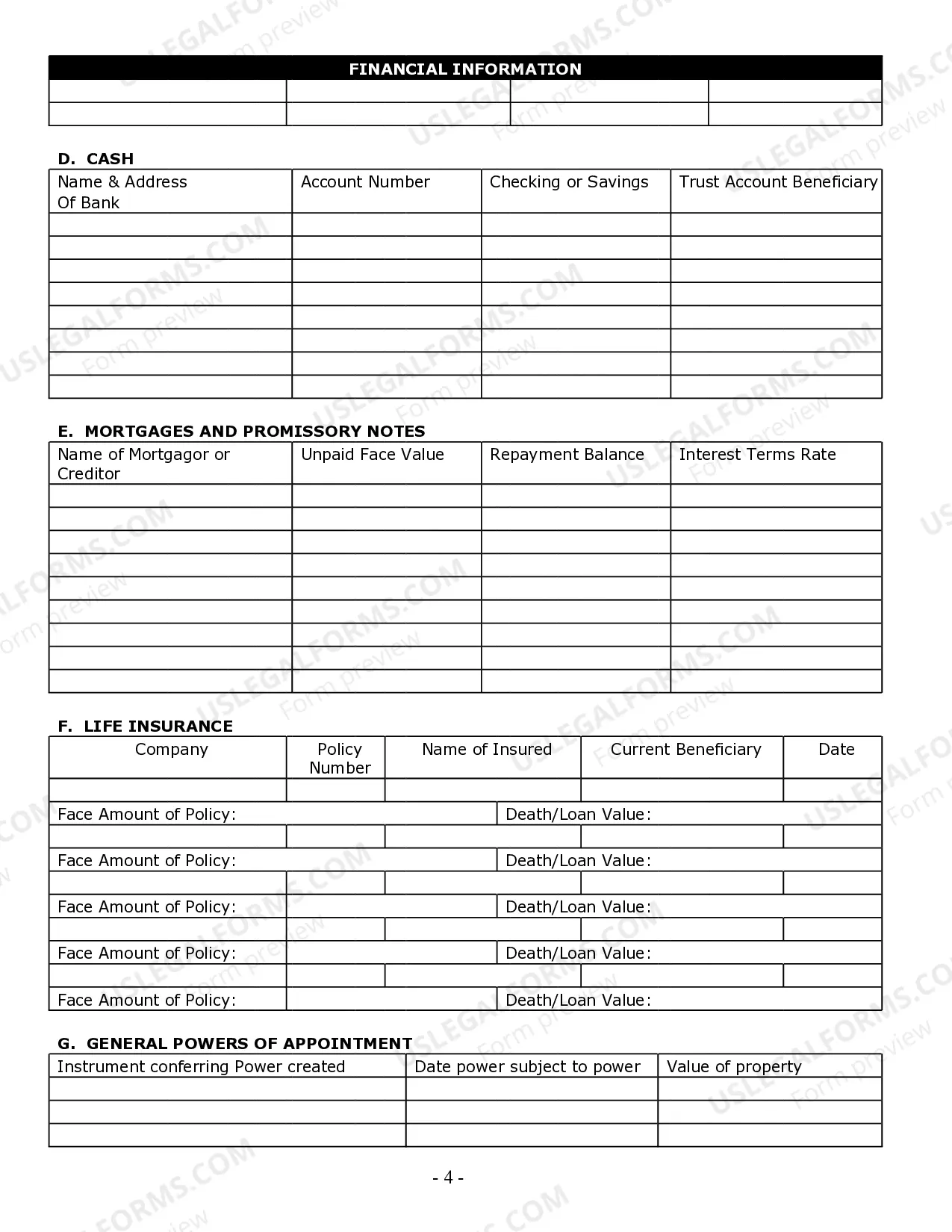 Preview Estate Planning Questionnaire and Worksheets