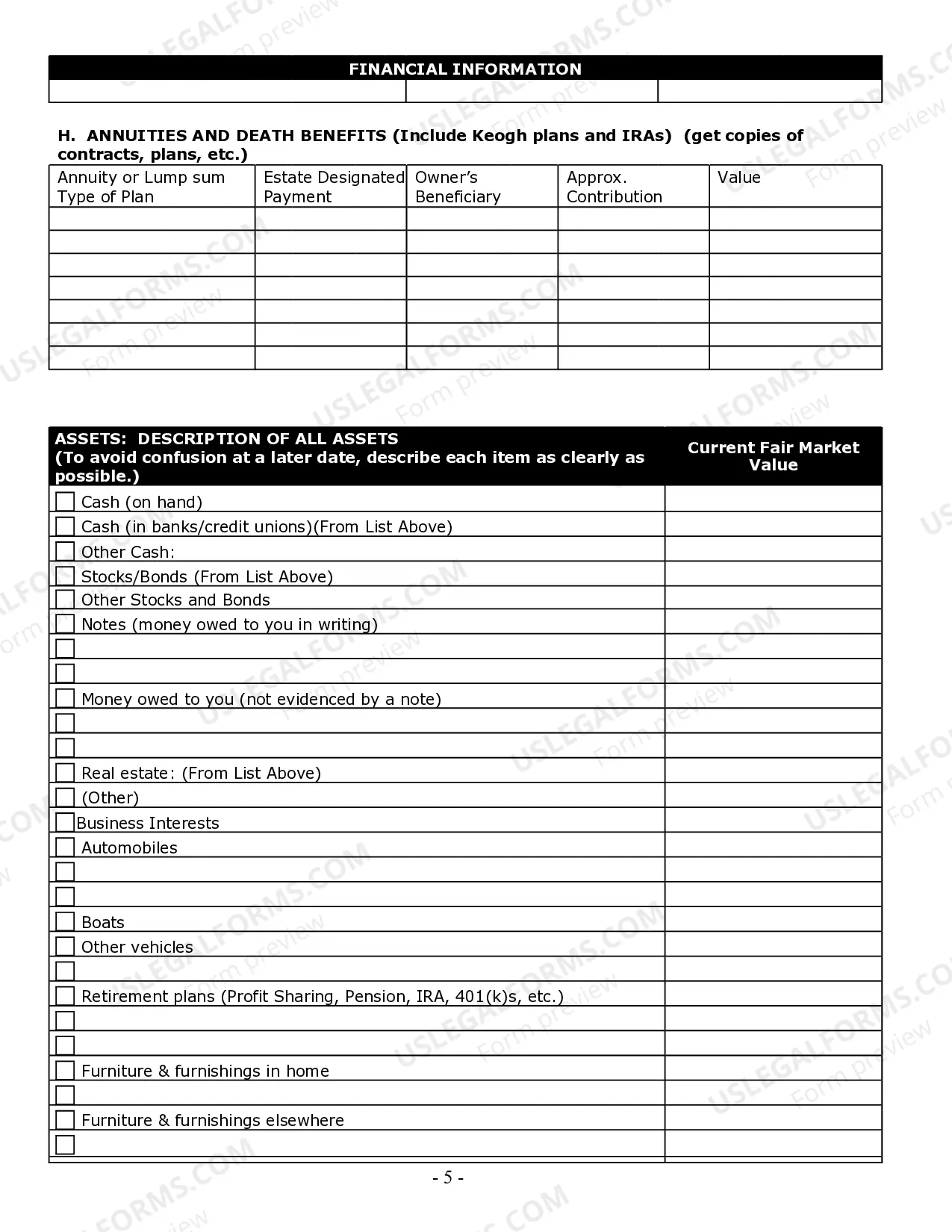 Preview Estate Planning Questionnaire and Worksheets