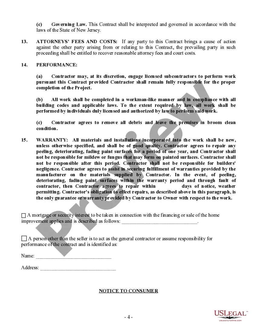 Preview Painting Contract for Contractor