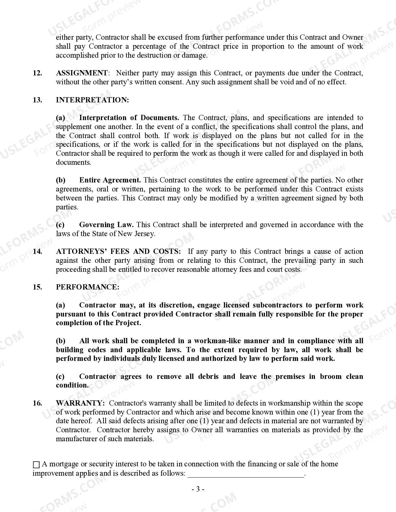 Preview Fencing Contract for Contractor