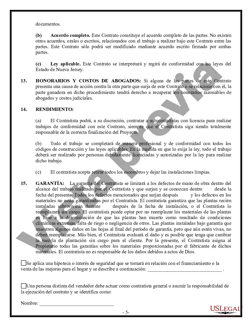 Preview Contrato de paisajismo para contratista