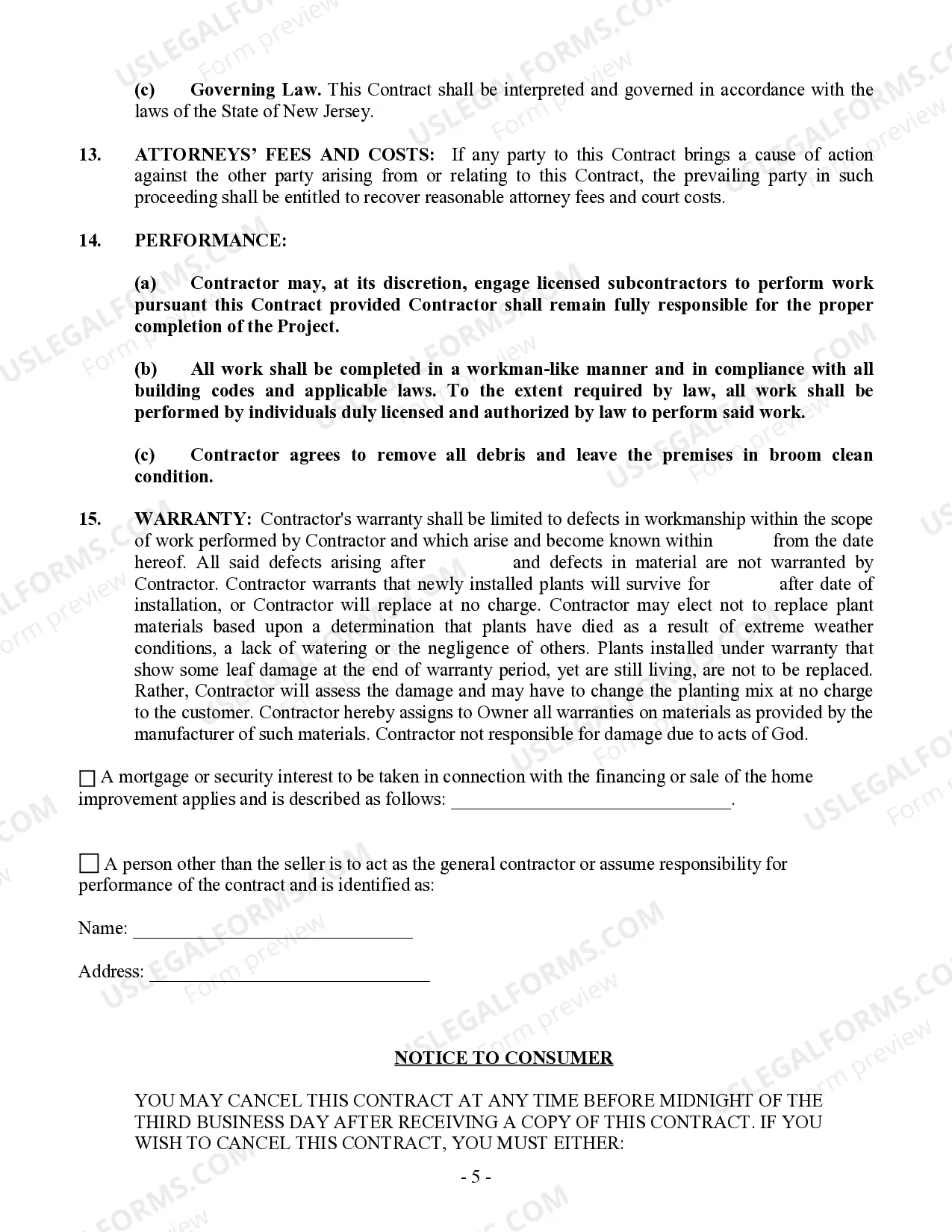 Preview Landscape Contract for Contractor