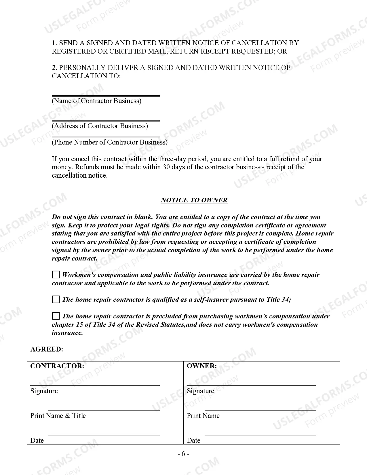 Preview Landscape Contract for Contractor