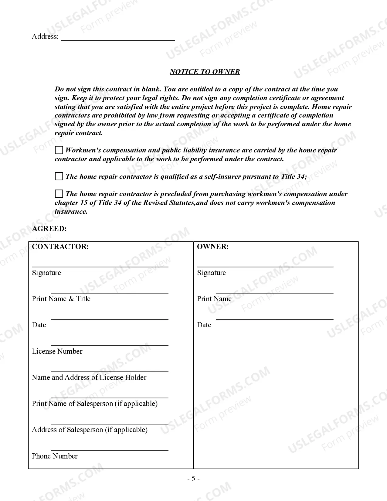 Preview Concrete Mason Contract for Contractor