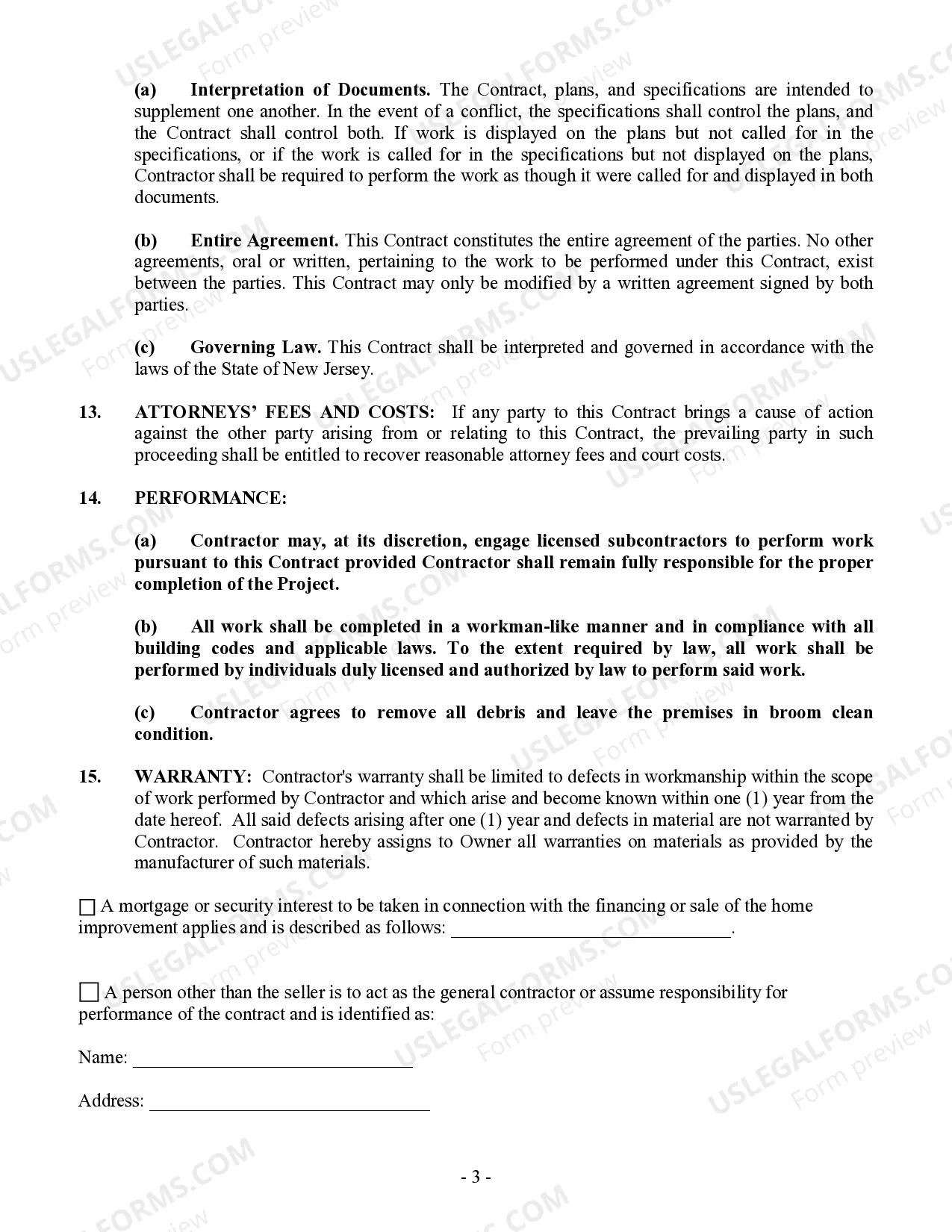 Preview Demolition Contract for Contractor